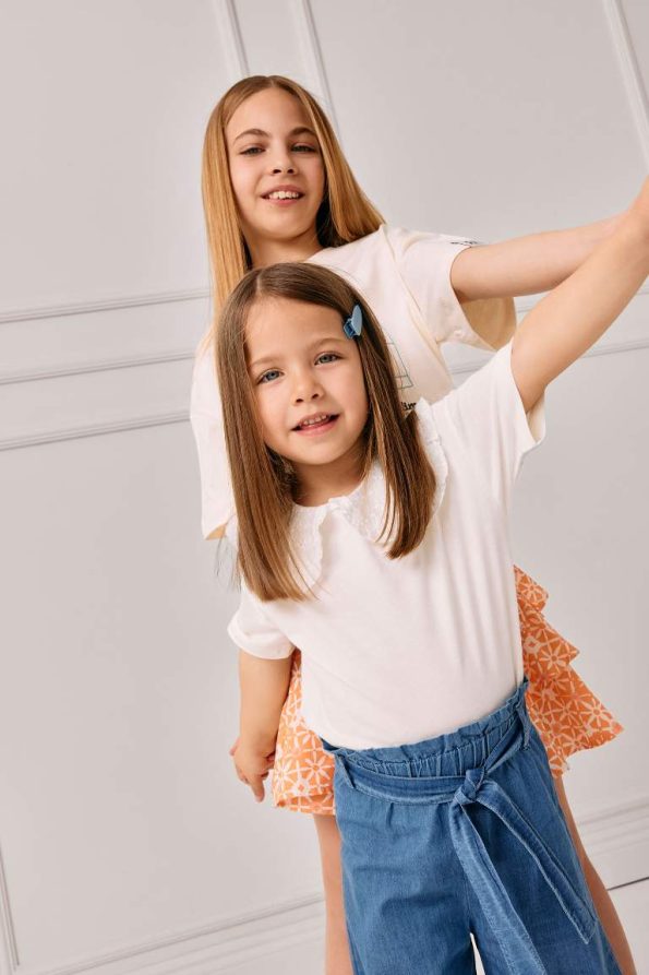 Girls' Lace Collar Short Sleeve T-Shirt
