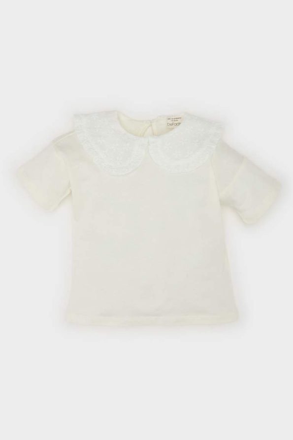 Girls' Lace Collar Short Sleeve T-Shirt