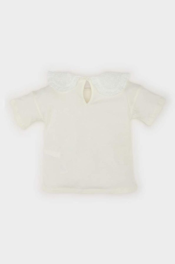 Girls' Lace Collar Short Sleeve T-Shirt