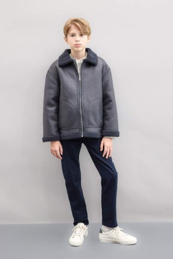 Boys' Polo Collar Fleece Lined Jacket