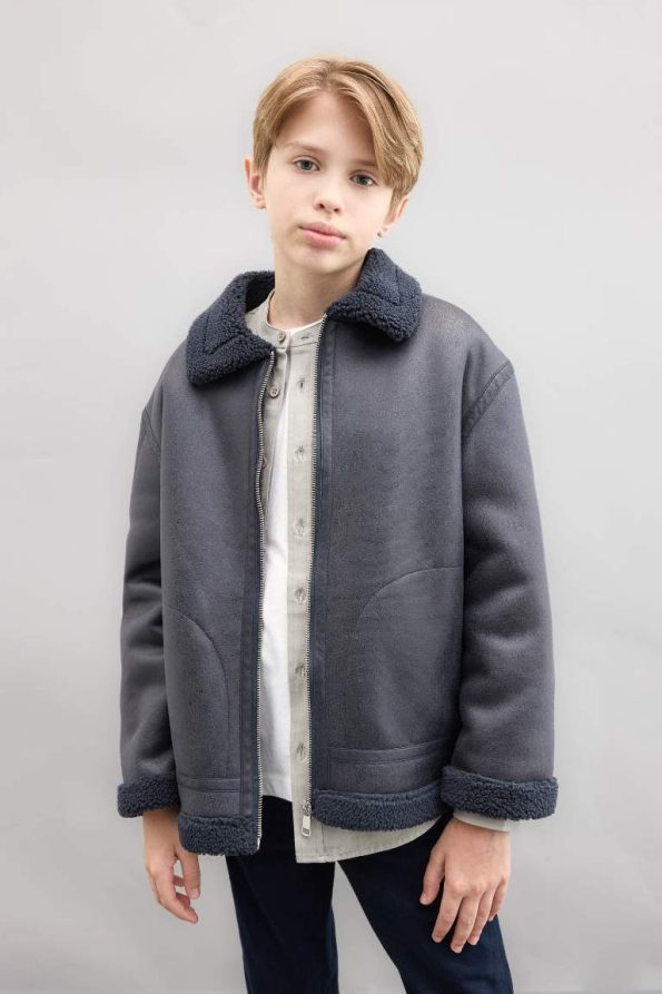 Boys' Polo Collar Fleece Lined Jacket