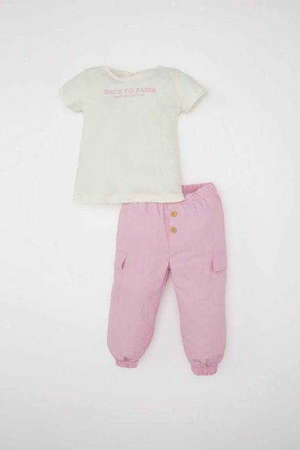 Girls' Baby 2-Piece Set Printed Short Sleeve T-Shirt and Parachute Pants