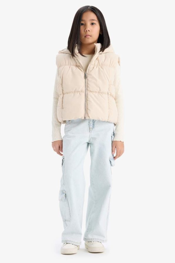 Girls' Water-Resistant Hooded Puffer Vest