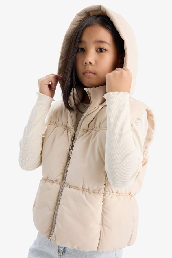Girls' Water-Resistant Hooded Puffer Vest
