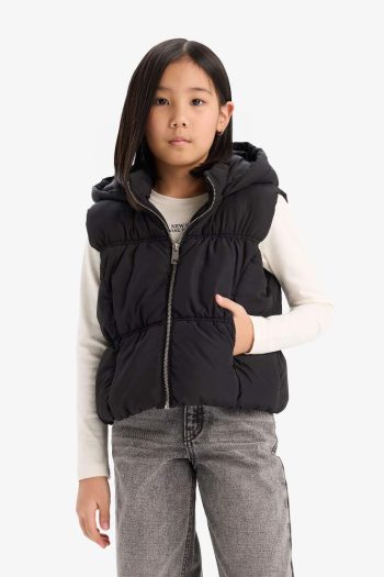 Girls' Water-Resistant Hooded Puffer Vest