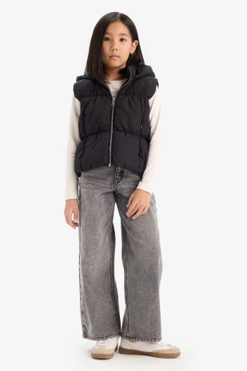 Girls' Water-Resistant Hooded Puffer Vest