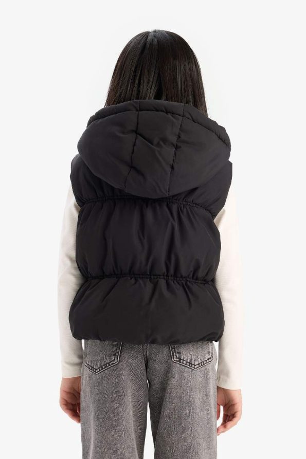 Girls' Water-Resistant Hooded Puffer Vest