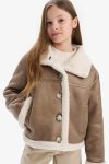 Girls' Water-Resistant Plush Lined Coat with Large Collar