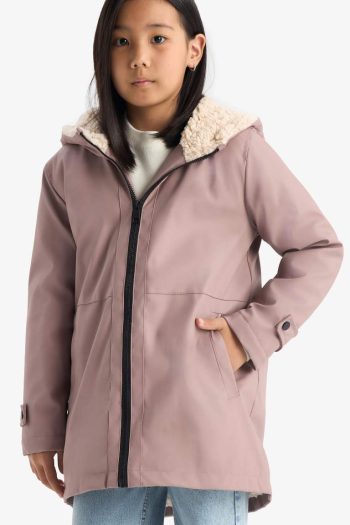 Girls' Waterproof Hooded Rain Jacket