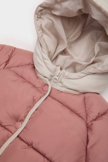 Girls' Windproof Hooded Zip-Up Puffer Jacket