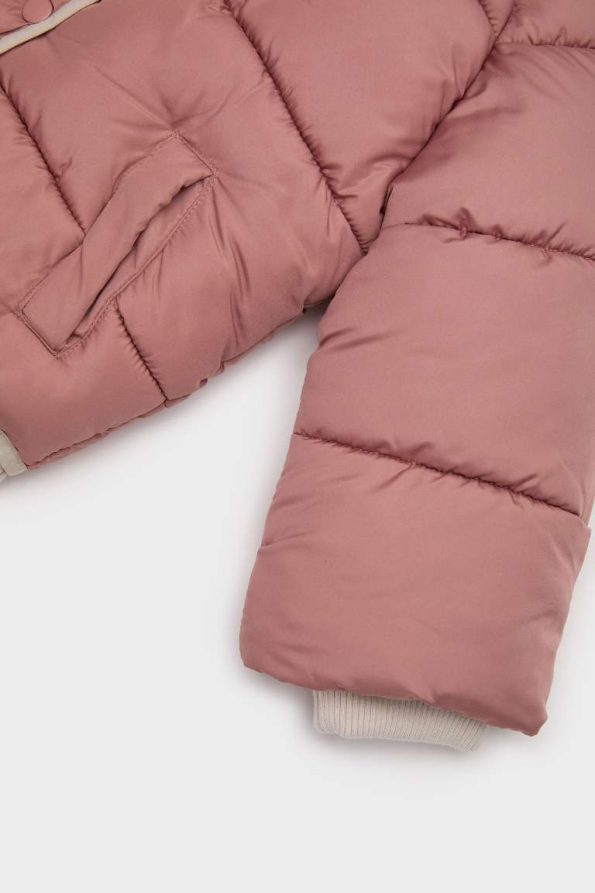 Girls' Windproof Hooded Zip-Up Puffer Jacket