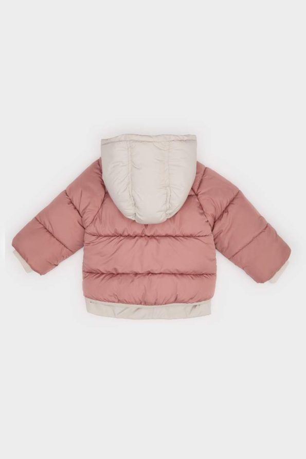 Girls' Windproof Hooded Zip-Up Puffer Jacket