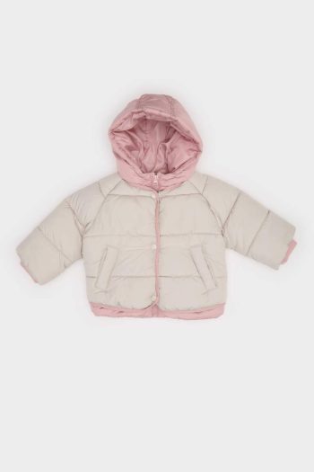 Girls' Colorful Hooded Zippered Puffer Jacket