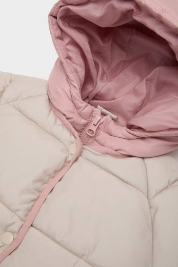 Girls' Colorful Hooded Zippered Puffer Jacket