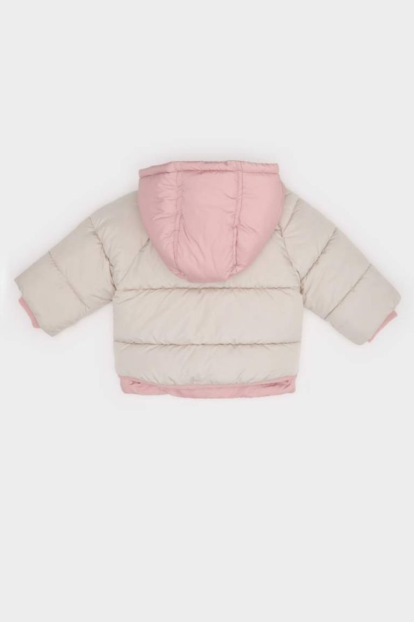 Girls' Colorful Hooded Zippered Puffer Jacket