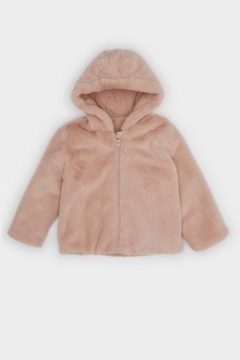 Girls' Baby Hooded Zipper Plush Jacket