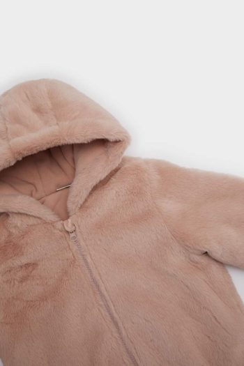 Girls' Baby Hooded Zipper Plush Jacket