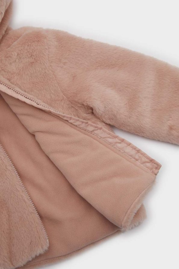 Girls' Baby Hooded Zipper Plush Jacket