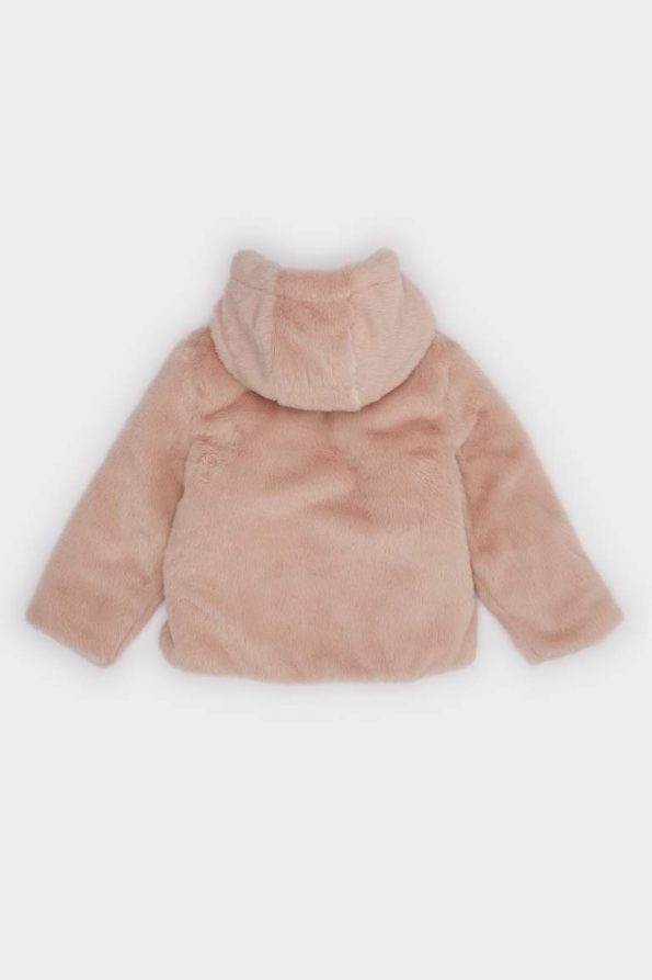 Girls' Baby Hooded Zipper Plush Jacket