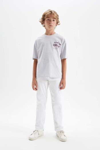 Boys' Oversized Wide Fit Printed Short Sleeve T-Shirt