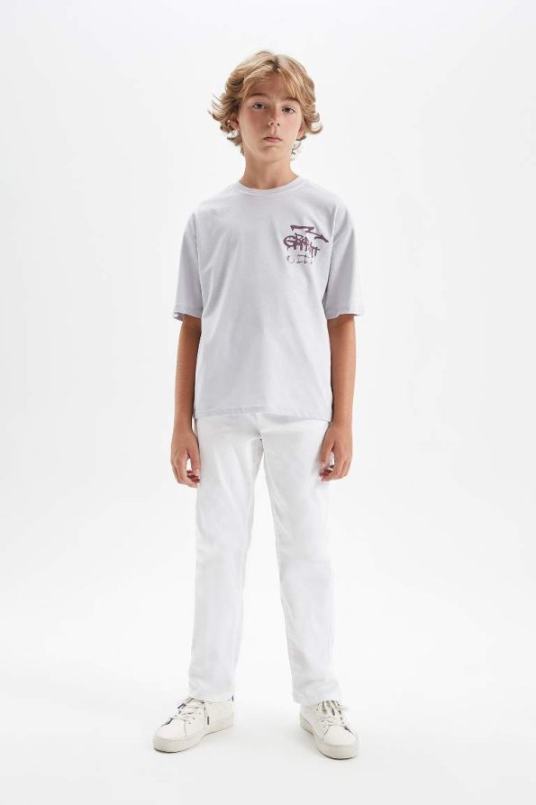 Boys' Oversized Wide Fit Printed Short Sleeve T-Shirt