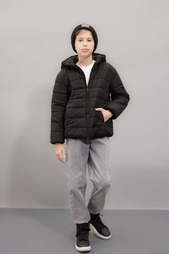 Boys' Reversible Windproof Hooded Zippered Jacket with Pockets