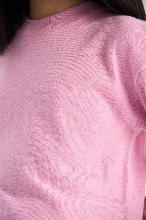 Girls' Standard Fit Crew Neck Knit Sweater