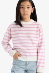 Girls' Standard Fit Striped Crew Neck Knit Sweater