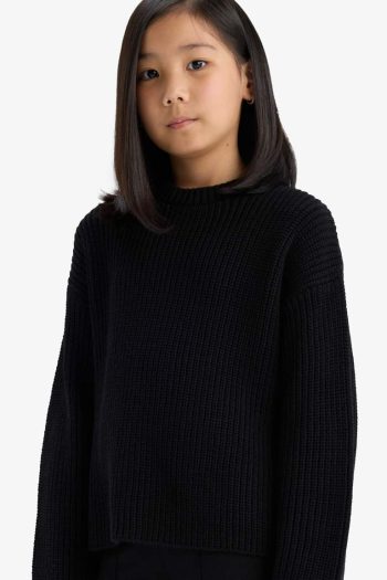Girls' Standard Fit Crew Neck Knit Sweater