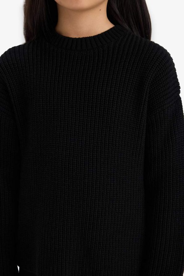 Girls' Standard Fit Crew Neck Knit Sweater