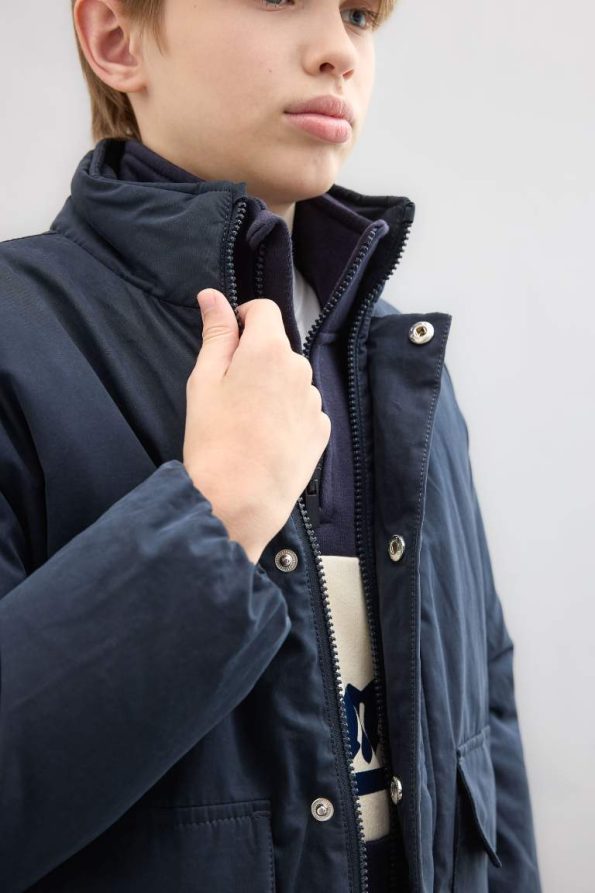 Boys' Water-Resistant Zip-Up Jacket with Snap Closure and Pockets