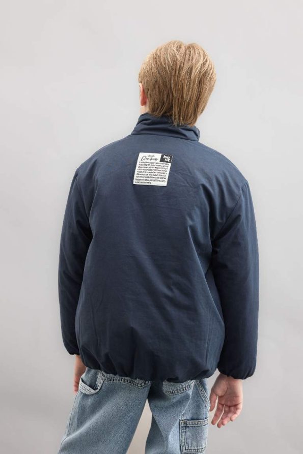 Boys' Water-Resistant Zip-Up Jacket with Snap Closure and Pockets