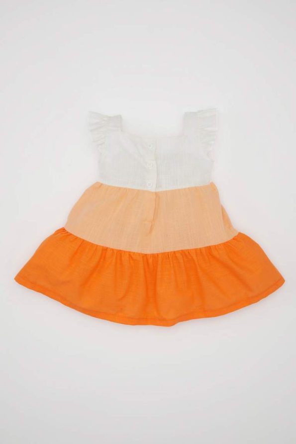 Girls' Short Sleeve Linen Look Dress