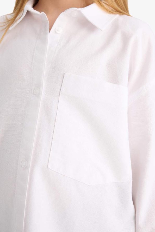 Girls' Oversized Oxford Long Sleeve School Shirt