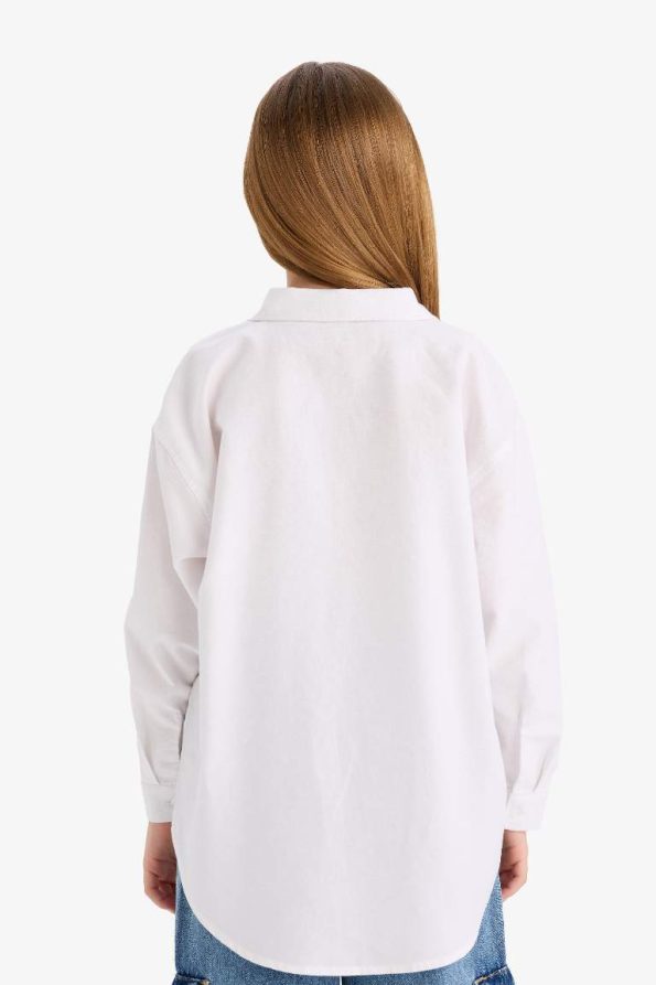 Girls' Oversized Oxford Long Sleeve School Shirt