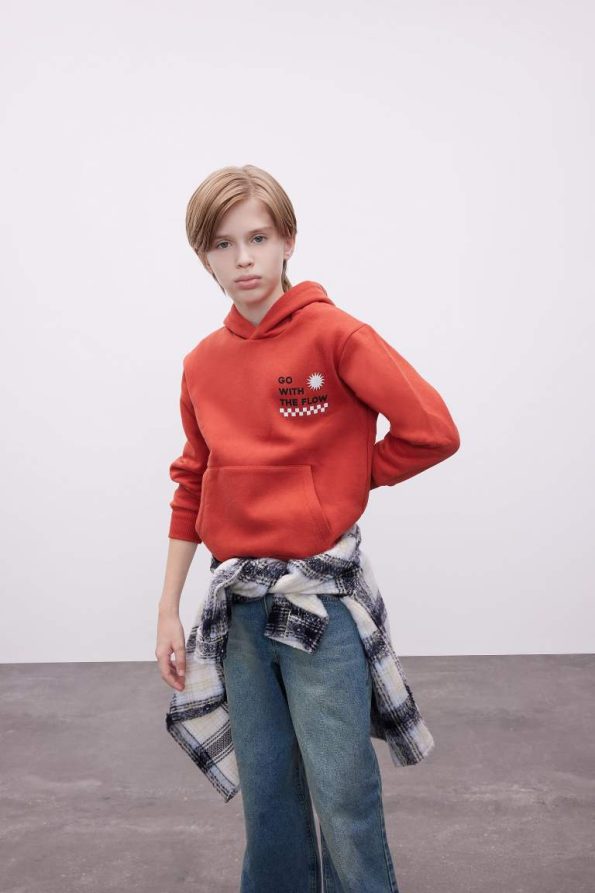 Boys' Pocketed Graphic Hoodie School Sweatshirt