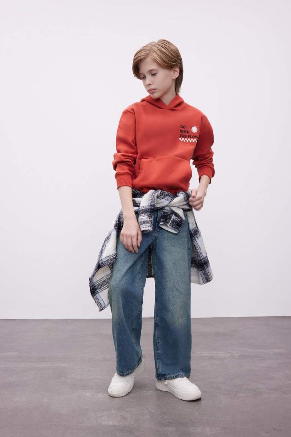 Boys' Pocketed Graphic Hoodie School Sweatshirt