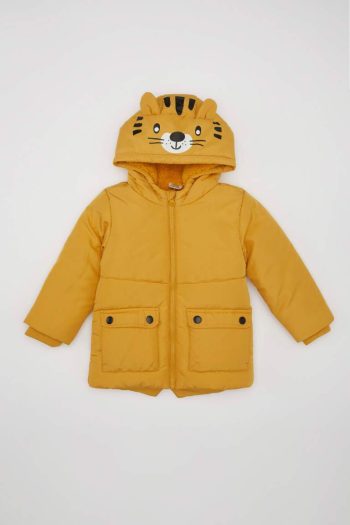 Boys' Plush Lined Water-Resistant Hooded Puffer Jacket