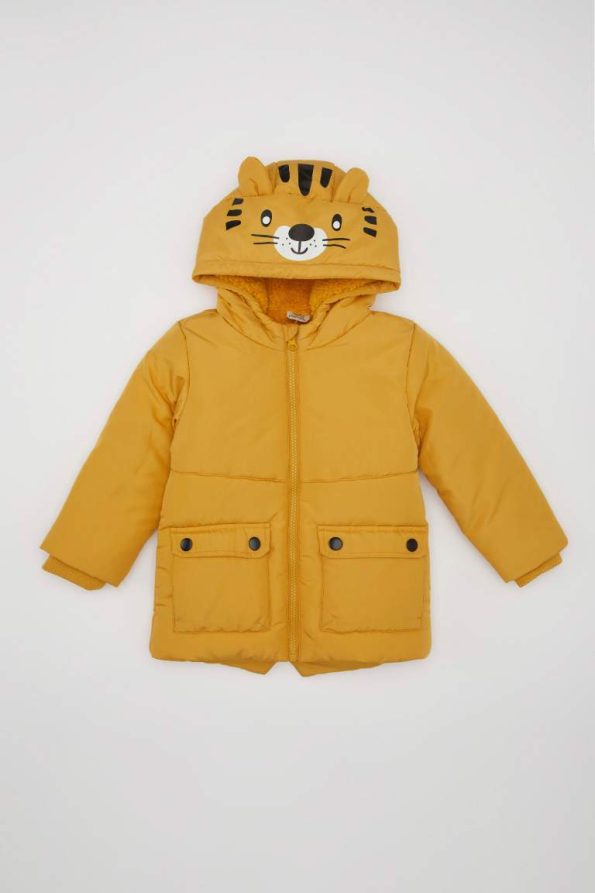 Boys' Plush Lined Water-Resistant Hooded Puffer Jacket
