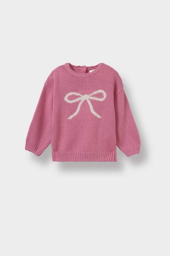Girls' Baby Crew Neck Printed Knit Sweater