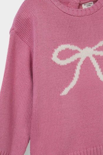 Girls' Baby Crew Neck Printed Knit Sweater