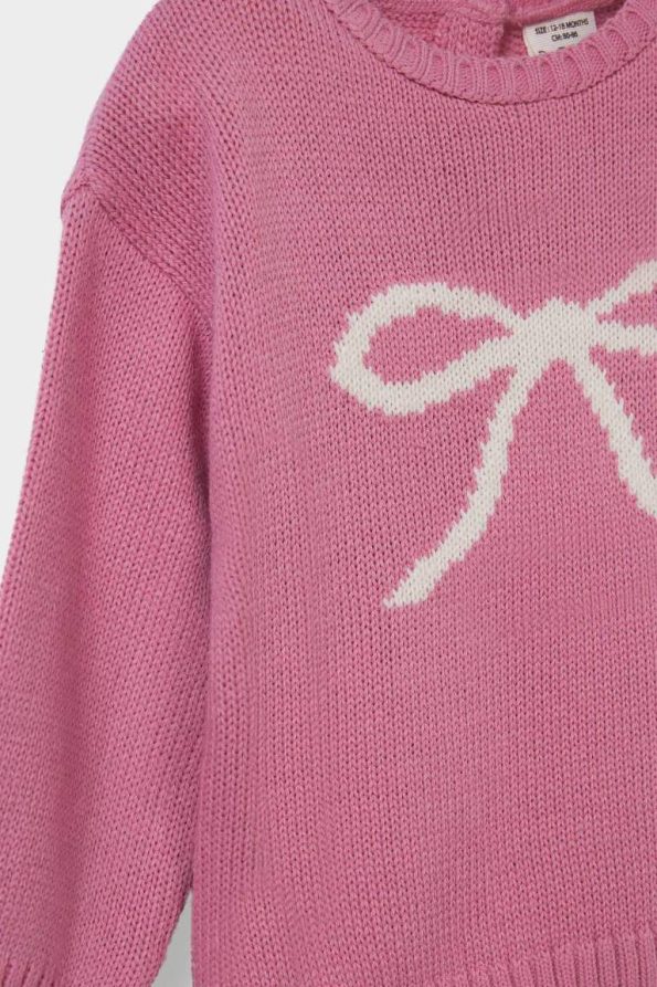 Girls' Baby Crew Neck Printed Knit Sweater