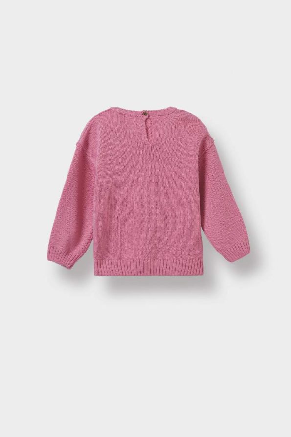 Girls' Baby Crew Neck Printed Knit Sweater