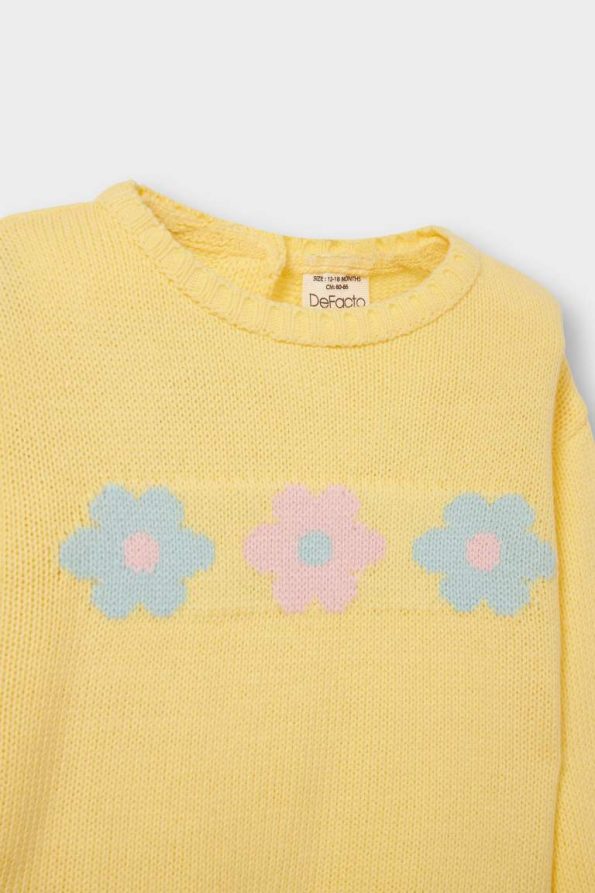 Girls' Floral Crew Neck Sweater