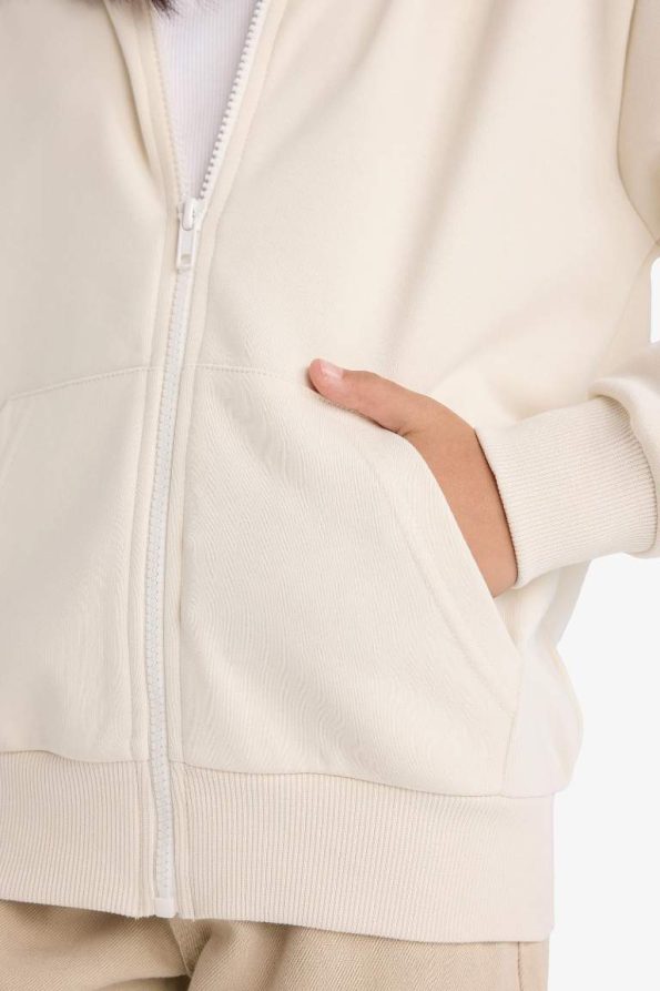 Girls' Basic Hooded School Zip Sweatshirt