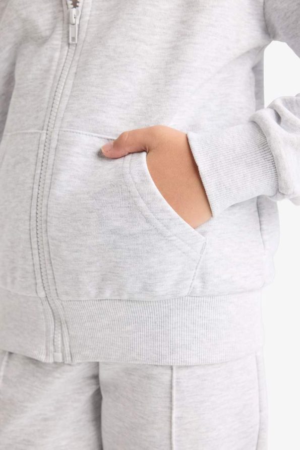 Girls' Basic Hooded School Zip-Up Sweatshirt