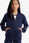 Girls' Basic Solid Hooded School Zip-Up Sweatshirt
