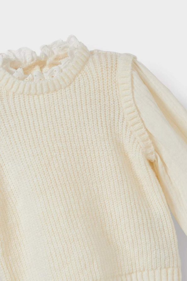 Girls' Knitted Sweater with Embroidery
