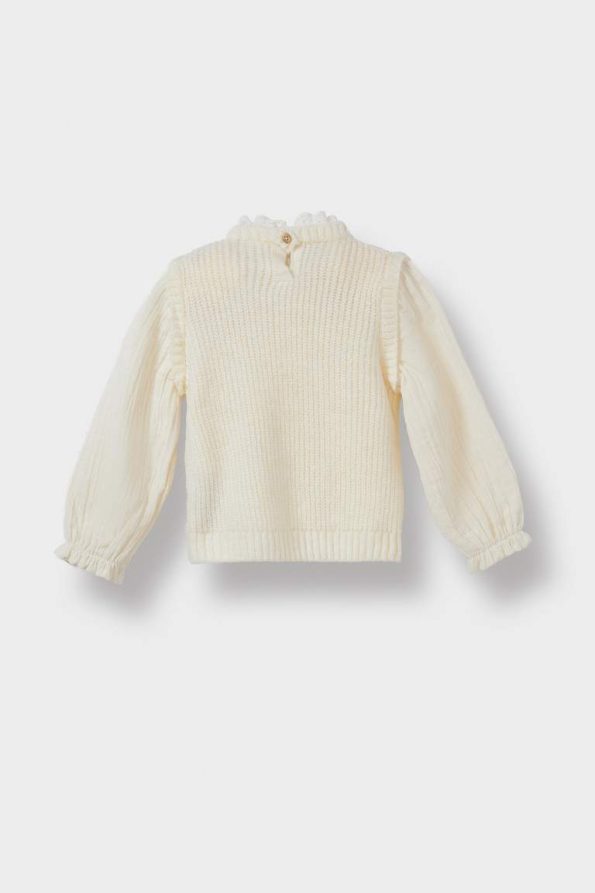 Girls' Knitted Sweater with Embroidery