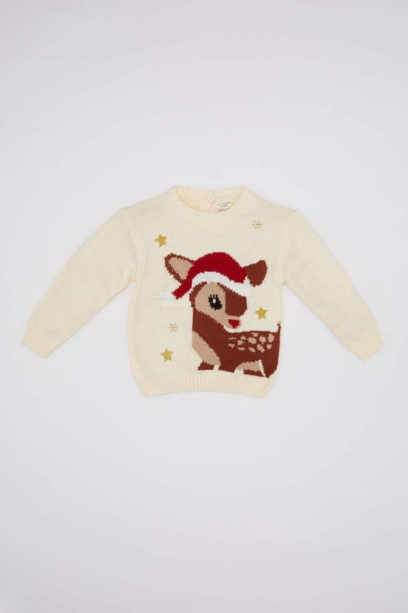 Girls' Baby Christmas Themed Knit Sweater